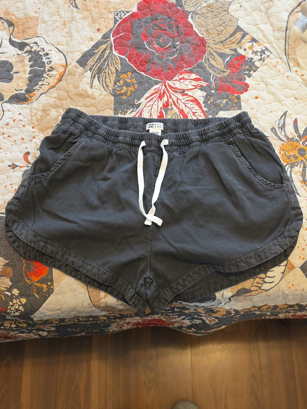 Billabong Women's Charcoal Gray Athletic Drawstring Shorts